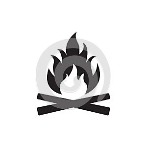 Campfire icon. Bonfire or fire logo. Vector illustration